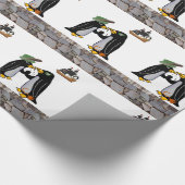 Glanzend inpakpapier, Pirate Penguin Schip Boot Cadeaupapier (Hoek)