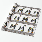 Glanzend inpakpapier, Pirate Penguin Schip Boot Cadeaupapier (Uitgerold)