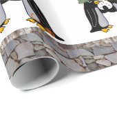 Glanzend inpakpapier, Pirate Penguin Schip Boot Cadeaupapier (Rol Hoek)