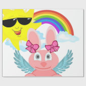 Glanzend inpakpapier, Rainbow Rabbit Sun Cadeaupapier (Vlak)