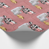 Glanzend inpakpapier, rood geruite Koe melkbrood Cadeaupapier (Hoek)