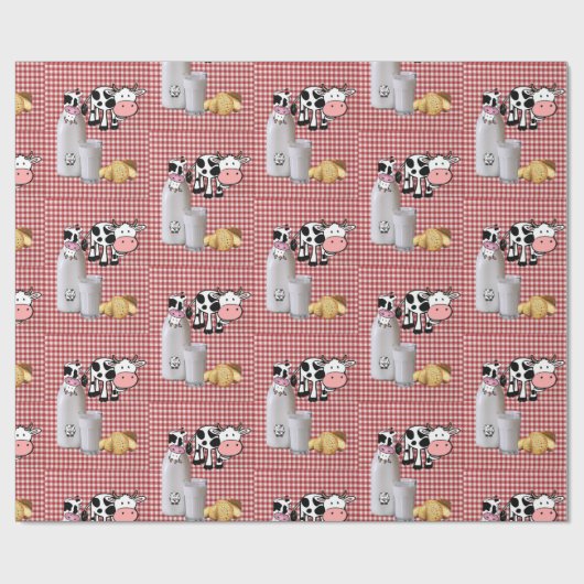 Glanzend inpakpapier, rood geruite Koe melkbrood Cadeaupapier (Vlak)