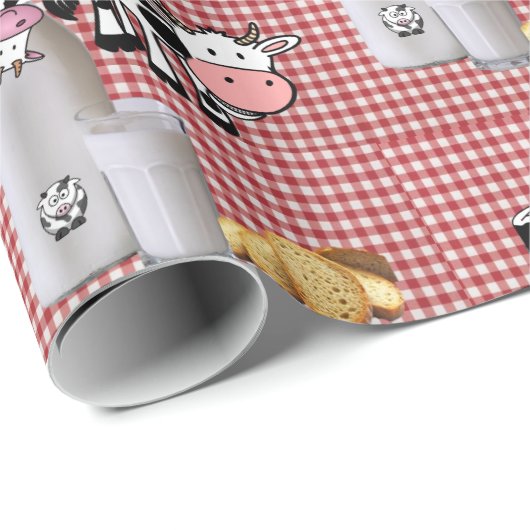 Glanzend inpakpapier, rood geruite Koe melkbrood Cadeaupapier (Rol Hoek)