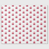 Glanzend Inpakpapier Roze Aardbeien Cupcake (Vlak)
