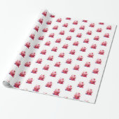 Glanzend Inpakpapier Roze Aardbeien Cupcake (Uitgerold)