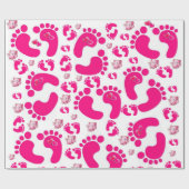Glanzend inpakpapier Roze Baby Voeten Meisje Olifa (Vlak)