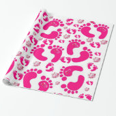 Glanzend inpakpapier Roze Baby Voeten Meisje Olifa (Uitgerold)