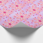 Glanzend Inpakpapier Roze Bloemen (Hoek)