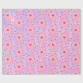 Glanzend Inpakpapier Roze Bloemen (Vlak)