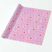 Glanzend Inpakpapier Roze Bloemen (Uitgerold)