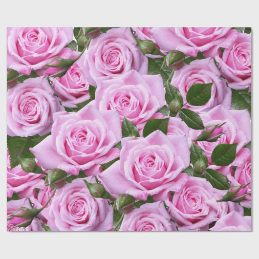 Glanzend inpakpapier, roze rozen cadeaupapier (Vlak)