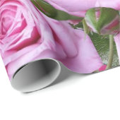 Glanzend inpakpapier, roze rozen cadeaupapier (Rol Hoek)