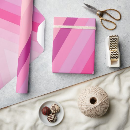 Glanzend inpakpapier roze streep (Crafts)