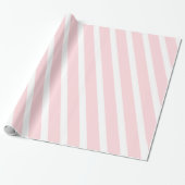 Glanzend Inpakpapier Roze & Witte Streep (Uitgerold)