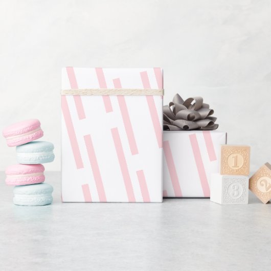 Glanzend Inpakpapier Roze & Witte Streep (Baby Shower)