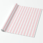 Glanzend Inpakpapier Roze & Witte Streep (Uitgerold)