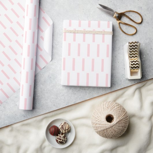 Glanzend Inpakpapier Roze & Witte Streep (Crafts)