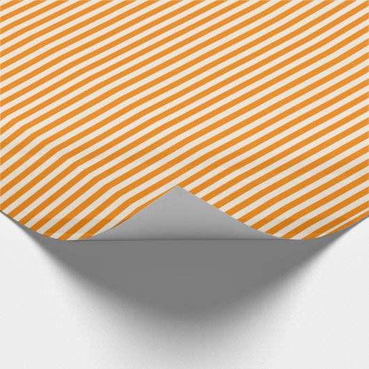 Glanzend inpakpapier Sinaasappel & witte streep (Hoek)