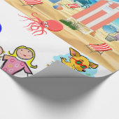 Glanzend Inpakpapier, Strandpret Octopus Cadeaupapier (Hoek)
