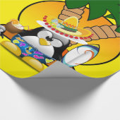 Glanzend Inpakpapier, Surfer Pinguïn Strand Cadeaupapier (Hoek)