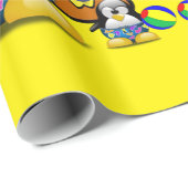 Glanzend Inpakpapier, Surfer Pinguïn Strand Cadeaupapier (Rol Hoek)