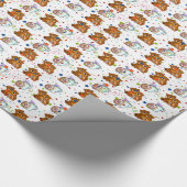 Glanzend inpakpapier teddybeer (Hoek)