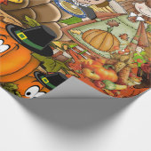 Glanzend inpakpapier, Thanksgiving Turkije Cadeaupapier (Hoek)