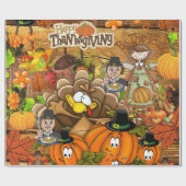 Glanzend inpakpapier, Thanksgiving Turkije Cadeaupapier (Vlak)