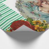 Glanzend Inpakpapier Victoriaanse Groene Streep (Hoek)