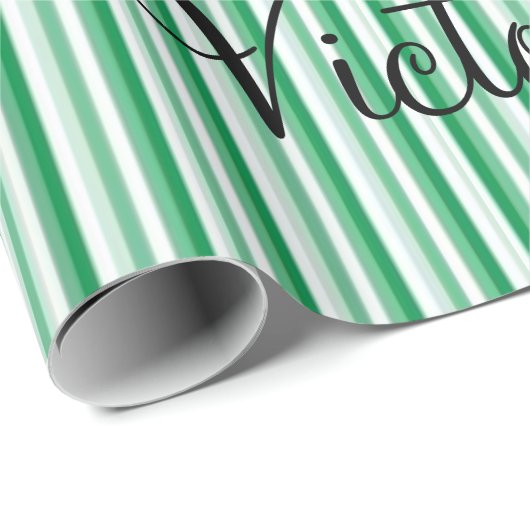 Glanzend Inpakpapier Victoriaanse Groene Streep (Rol Hoek)