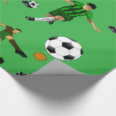 Glanzend Inpakpapier Voetbal Groen (Hoek)