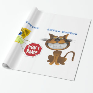 Glanzend Inpakpapier, Voor Na Koffie Kat Cadeaupapier