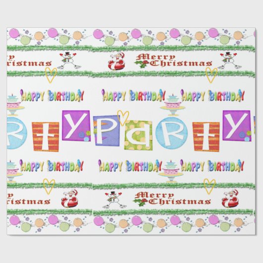 Glanzend inpakpapier Vrolijk kerstfeest (Vlak)