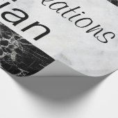 Glanzend inpakpapier, zwart & wit marmer cadeaupapier (Hoek)