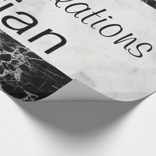 Glanzend inpakpapier, zwart & wit marmer cadeaupapier (Hoek)