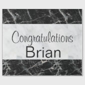 Glanzend inpakpapier, zwart & wit marmer cadeaupapier (Vlak)