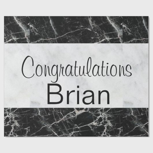 Glanzend inpakpapier, zwart & wit marmer cadeaupapier (Vlak)