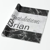 Glanzend inpakpapier, zwart & wit marmer cadeaupapier (Uitgerold)