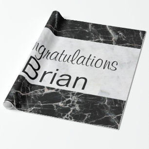 Glanzend inpakpapier, zwart & wit marmer cadeaupapier