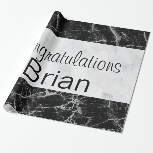 Glanzend inpakpapier, zwart & wit marmer cadeaupapier (Uitgerold)