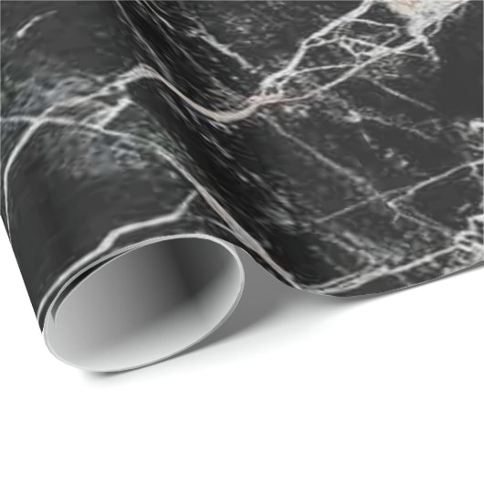 Glanzend inpakpapier, zwart & wit marmer cadeaupapier (Rol Hoek)