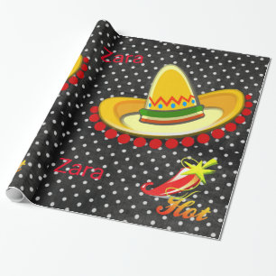 Glanzend Inpakpapier, ZwartWit Stippenpatroon Pepe Cadeaupapier