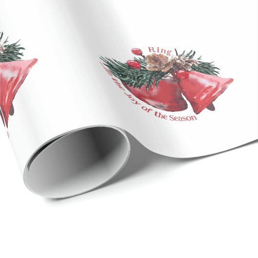 Glanzend kerstinpakpapier - Ring in de vreugde Cadeaupapier (Rol Hoek)