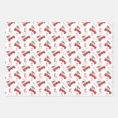 Glanzend Kinder kerstauto's Inpakpapier Vel (Voorkant)