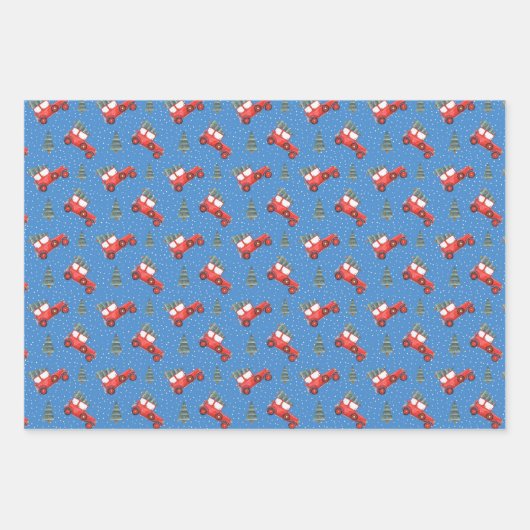 Glanzend Kinder kerstauto's Inpakpapier Vel (Voorkant 3)