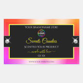 Glanzend Kleurrijk Regenboog Zwart Logo Productlab Rechthoekige Sticker (Voorkant)