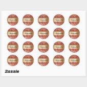 Glanzend Koper Glitter Goud Glans Monogram Ronde Sticker (Vel)