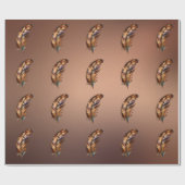 Glanzend Koperkleurig Papier Bruine Gouden Veren (Vlak)