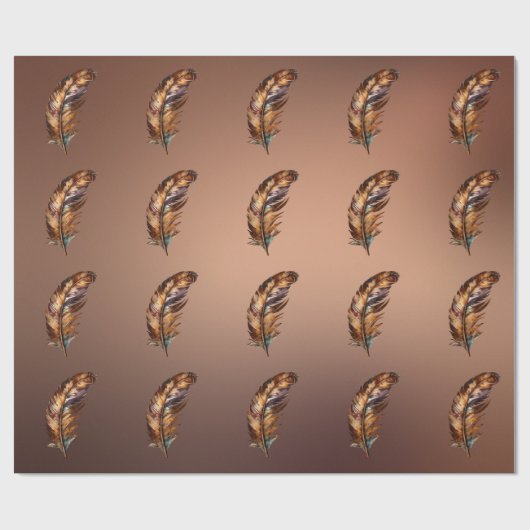 Glanzend Koperkleurig Papier Bruine Gouden Veren (Vlak)