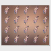 Glanzend Koperkleurig Papier Roze en Blauwe Veren (Vlak)